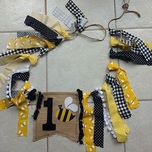 1st birthday bumble bee highchair decoration